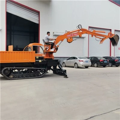 Self-unloading Crawler Truck Digging Roj Hmab Crawler Excavator Digging Sand Loading Thiab Unloading Integrated Truck Digging